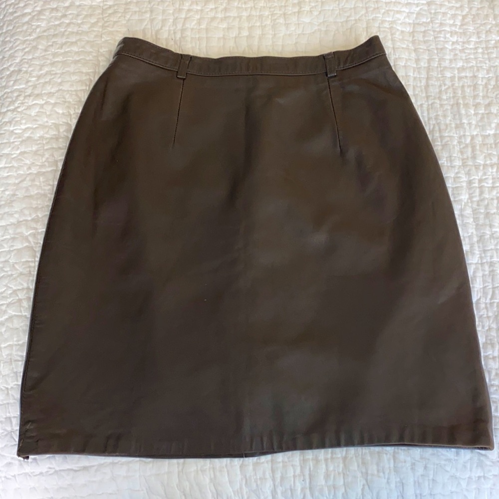 Vintage Chocolate Brown Leather Mini Skirt